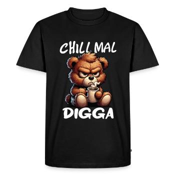 Chilliger Kaffee-Bär - Männer Premium Bio T-Shirt - Schwarz - Vorne - Nico (187cm)