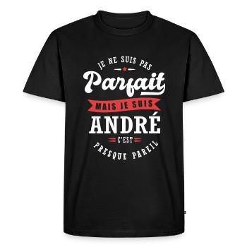 André Parfait Cadeau prenom andré - T-shirt Premium bio Homme - noir - Devant - Nico (187cm)