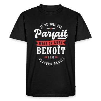 Benoît Parfait Cadeau prenom benoît - T-shirt Premium bio Homme - noir - Devant - Nico (187cm)