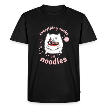 Everythink Sucks But Noodles - Men's Premium Organic T-Shirt - black - Front - Nico (187cm)