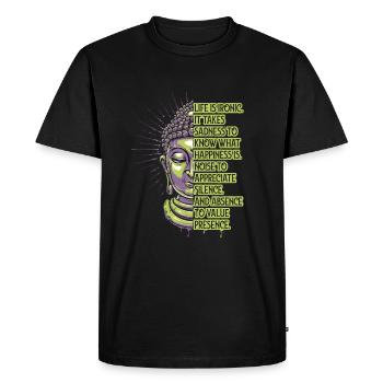 Meditation Quote buddhism Buddha Inspirational - Men's Premium Organic T-Shirt - black - Front - Nico (187cm)