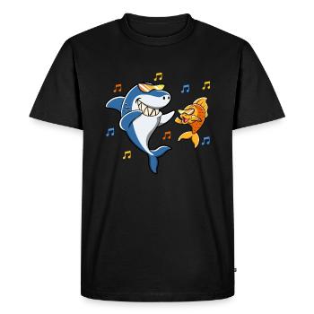 Shark Goldfish Dancing Party Cute Sea Animals - Men's Premium Organic T-Shirt - black - Front - Nico (187cm)