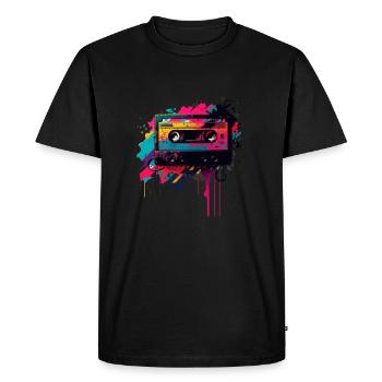 Mixtape rétro - T-shirt Premium bio Homme - noir - Devant - Nico (187cm)
