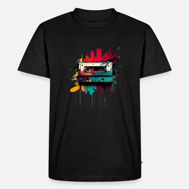 Retro Mixtape - Männer Premium Bio T-Shirt - Schwarz