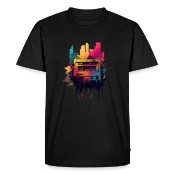 Mixtape rétro - T-shirt Premium bio Homme - noir - Devant - Nico (187cm)