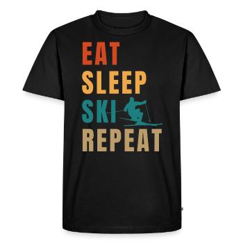 Manger dormir ski répéter - T-shirt Premium bio Homme - noir - Devant - Nico (187cm)