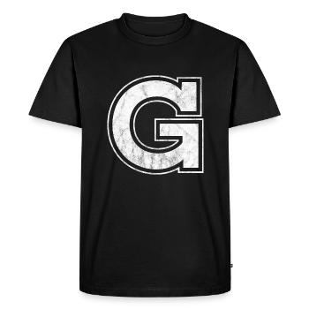 Lettre G - T-shirt Premium bio Homme - noir - Devant - Nico (187cm)