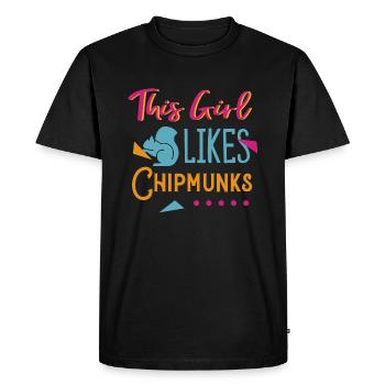 Fille aime les tamias animaux sauvages de la forêt - T-shirt Premium bio Homme - noir - Devant - Nico (187cm)