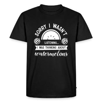 Penser aux Melons Cute Watermelon Summer - T-shirt Premium bio Homme - noir - Devant - Nico (187cm)