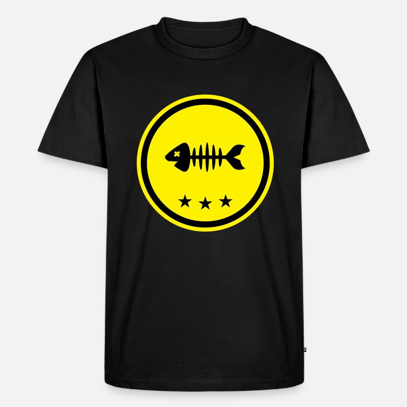 Fisch Symbol Knochen Gräte - Männer Premium Bio T-Shirt - Schwarz