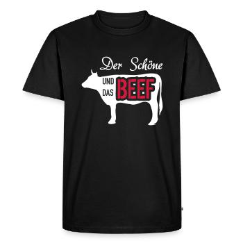 Der Schöne und das Beef - Männer Premium Bio T-Shirt - Schwarz - Vorne - Nico (187cm)