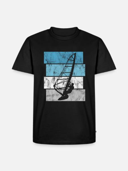 Windsurfing Surfing Retro Windsurfing Windsurfer - Men's Premium Organic T-Shirt - black