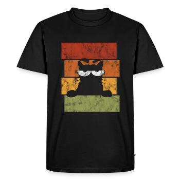 Chat Retro Chat Chat Yeux Chat Miaou - T-shirt Premium bio Homme - noir - Devant - Nico (187cm)