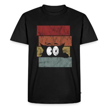 Chat chat rétro chat miau chat - T-shirt Premium bio Homme - noir - Devant - Nico (187cm)