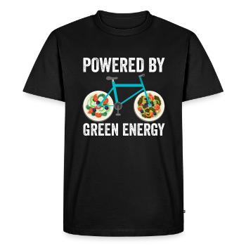 Cyclist - Powered By Green Energy - Men's Premium Organic T-Shirt - black - Front - Nico (187cm)