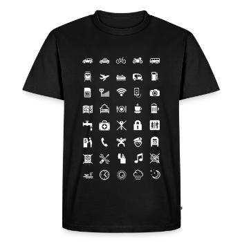 T-shirt pour le voyage avec des icônes blanches - T-shirt Premium bio Homme - noir - Devant - Nico (187cm)