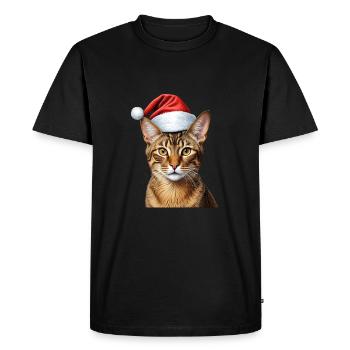 Chat abyssin de Noël - T-shirt Premium bio Homme - noir - Devant - Nico (187cm)