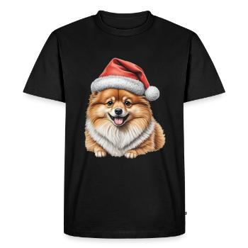 Chiot poméranien de Noël - T-shirt Premium bio Homme - noir - Devant - Nico (187cm)