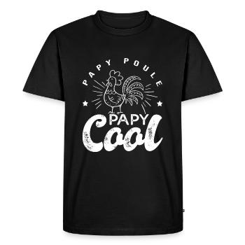 papy poule papy cool Cadeau humour personnalisé - T-shirt Premium bio Homme - noir - Devant - Nico (187cm)