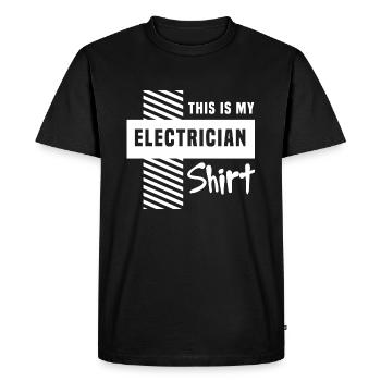 Ironic Saying Electrician Worker Electro Voltage - Men's Premium Organic T-Shirt - black - Front - Nico (187cm)