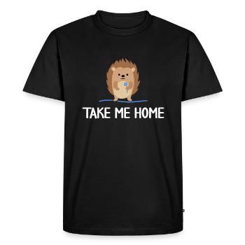 Un hérisson célibataire cherche des vibrations de flirt amoureux en automne - T-shirt Premium bio Homme - noir - Devant - Nico (187cm)