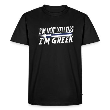Je ne crie pas que je suis grec - T-shirt Premium bio Homme - noir - Devant - Nico (187cm)