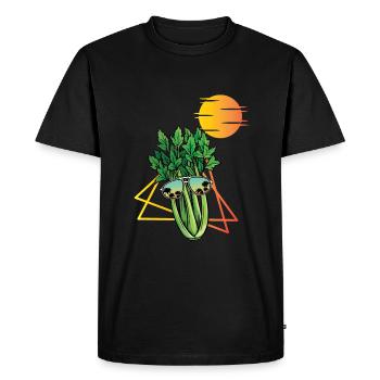 Celery Retro - Men's Premium Organic T-Shirt - black - Front - Nico (187cm)