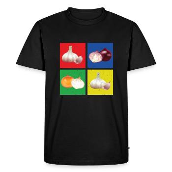 Onion and garlic - Men's Premium Organic T-Shirt - black - Front - Nico (187cm)