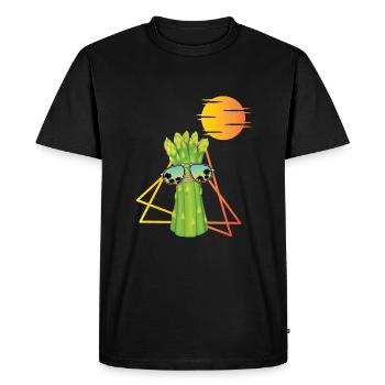 Retro Asparagus Shirt - Men's Premium Organic T-Shirt - black - Front - Nico (187cm)