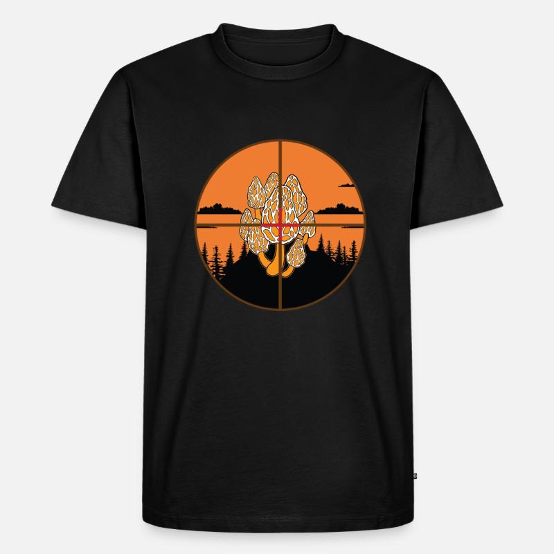 Morcheln Pilzjagd - Männer Premium Bio T-Shirt - Schwarz
