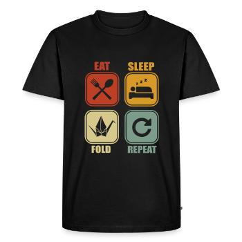 Plis en papier origami - T-shirt Premium bio Homme - noir - Devant - Nico (187cm)