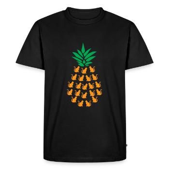 Chats ananas - T-shirt Premium bio Homme - noir - Devant - Nico (187cm)