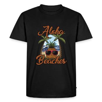 Plages d’Aloha - T-shirt Premium bio Homme - noir - Devant - Nico (187cm)