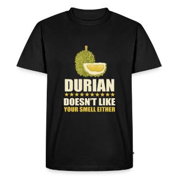 Durian saying - Men's Premium Organic T-Shirt - black - Front - Nico (187cm)