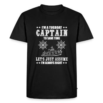Tugboat Captain - Men's Premium Organic T-Shirt - black - Front - Nico (187cm)