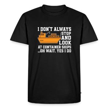 Container ship lovers - Men's Premium Organic T-Shirt - black - Front - Nico (187cm)