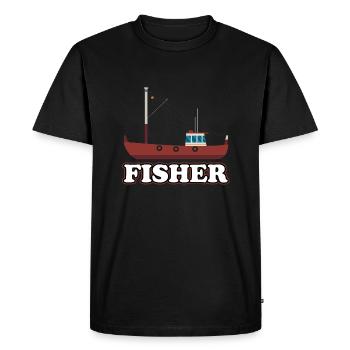 Fischer - Männer Premium Bio T-Shirt - Schwarz - Vorne - Nico (187cm)