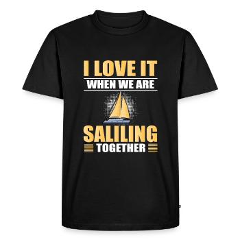 Grand proverbe d’équipage de voilier - T-shirt Premium bio Homme - noir - Devant - Nico (187cm)