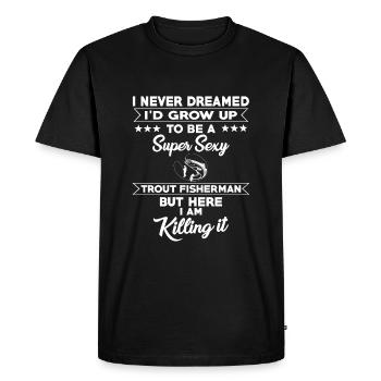 Citation amusante de pêcheur de truite - T-shirt Premium bio Homme - noir - Devant - Nico (187cm)