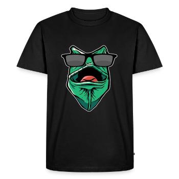 Drôle de gecko avec des lunettes de soleil - T-shirt Premium bio Homme - noir - Devant - Nico (187cm)