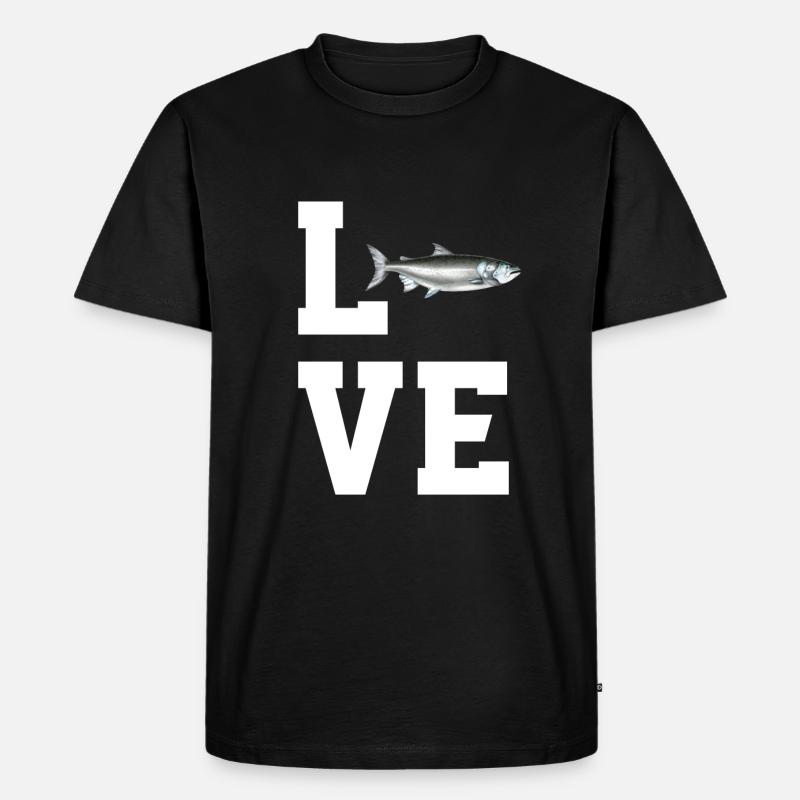 Liebe Lachs - Männer Premium Bio T-Shirt - Schwarz