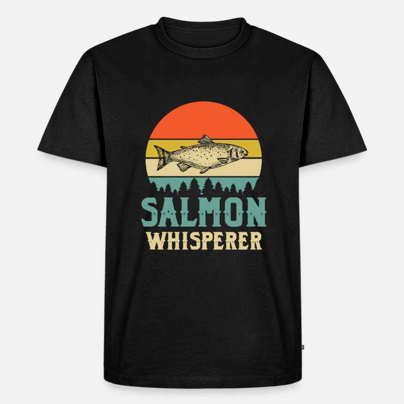 Lachsflüsterer - Männer Premium Bio T-Shirt - Schwarz