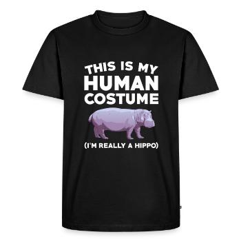 Funny hippo saying - Men's Premium Organic T-Shirt - black - Front - Nico (187cm)