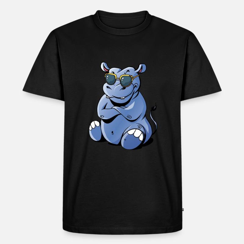 Nilpferd Mit Sonnenbrille - Männer Premium Bio T-Shirt - Schwarz