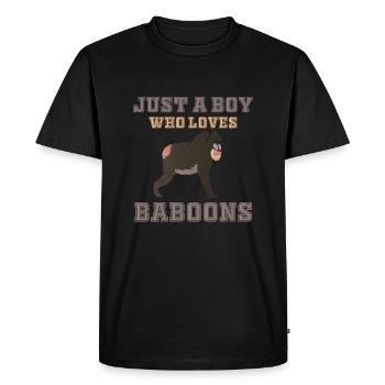 Juste un garçon qui aime les babouins - T-shirt Premium bio Homme - noir - Devant - Nico (187cm)