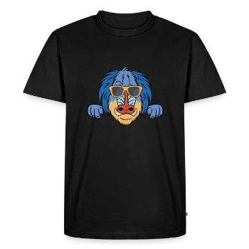 Babouin avec lunettes de soleil - T-shirt Premium bio Homme - noir - Devant - Nico (187cm)