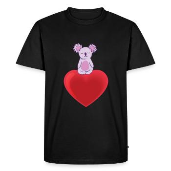 Doux Koala avec le cœur - T-shirt Premium bio Homme - noir - Devant - Nico (187cm)