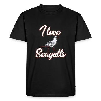 J’adore les mouettes - T-shirt Premium bio Homme - noir - Devant - Nico (187cm)