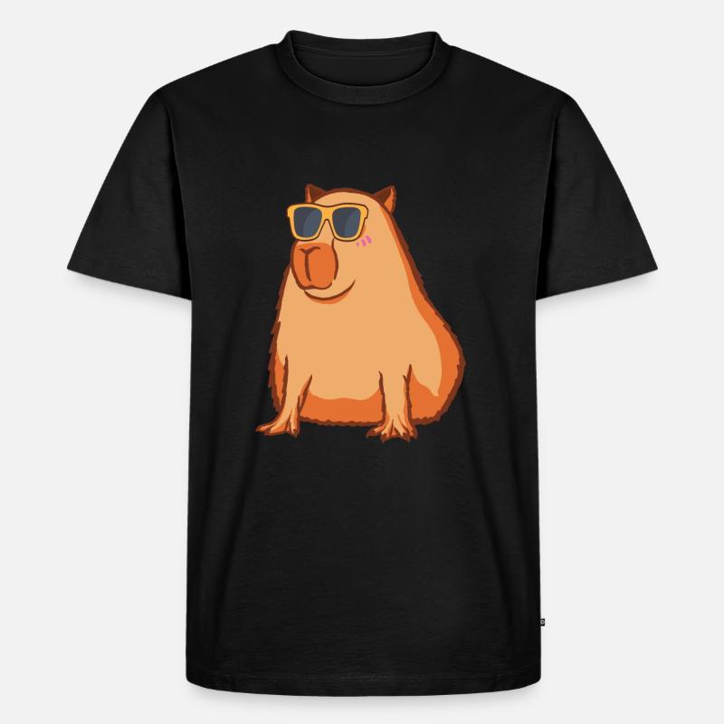 Capybara Mit Sonnenbrille - Männer Premium Bio T-Shirt - Schwarz
