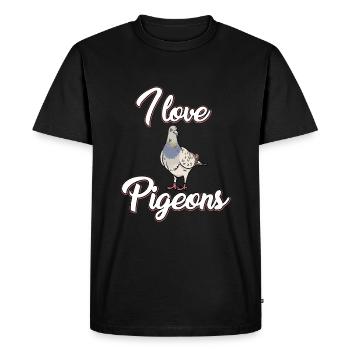 I love pigeons - Men's Premium Organic T-Shirt - black - Front - Nico (187cm)